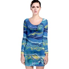 Sunlit Waters Long Sleeve Bodycon Dress by lwdstudio