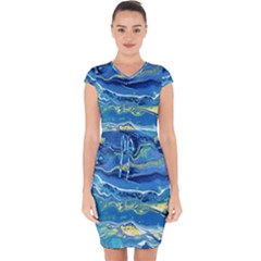 Sunlit Waters Capsleeve Drawstring Dress  by lwdstudio