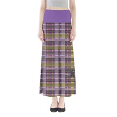 Playing With Plaid Kitten (purple) Halloween Pattern Full Length Maxi Skirt by emilyzragz