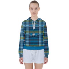 Playing With Plaid Kitten (blue) Pattern Women s Tie Up Sweat by emilyzragz