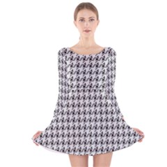 Luv Machine Robot Houndstooth Pattern Grey Long Sleeve Velvet Skater Dress by emilyzragz