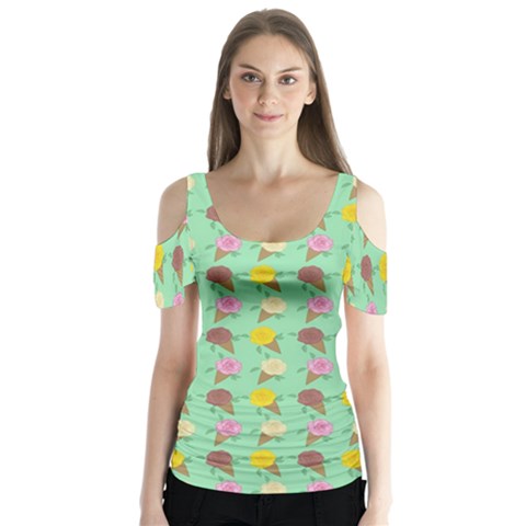 Roses Are Neapolitan Ice Cream Butterfly Sleeve Cutout Tee  by emilyzragz