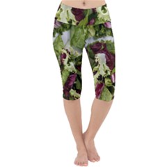 Salad Lettuce Vegetable Lightweight Velour Cropped Yoga Leggings by Sapixe