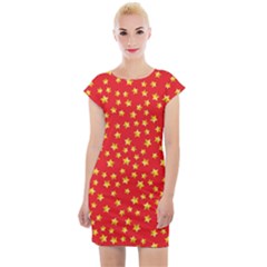 Pattern Stars Multi Color Cap Sleeve Bodycon Dress by Sapixe