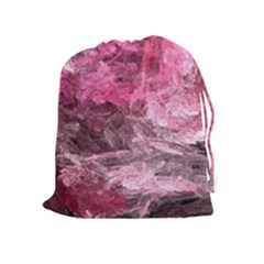 Pink Crystal Fractal Drawstring Pouch (xl) by bloomingvinedesign