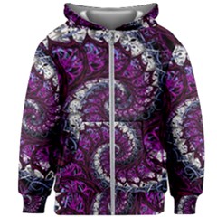 Fractal Background Swirl Art Skull Kids Zipper Hoodie Without Drawstring by Sapixe