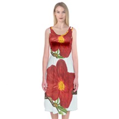 Deep Plumb Blossom Midi Sleeveless Dress by lwdstudio