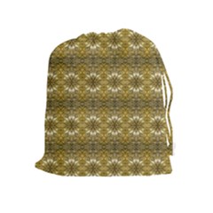 Golden Ornate Pattern Drawstring Pouch (xl) by dflcprintsclothing