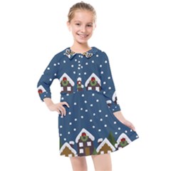 Winter Idyll Kids  Quarter Sleeve Shirt Dress by Valentinaart