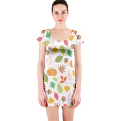 Thanksgiving Pattern Short Sleeve Bodycon Dress by Valentinaart