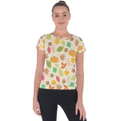 Thanksgiving Pattern Short Sleeve Sports Top  by Valentinaart