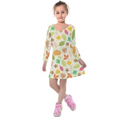 Thanksgiving Pattern Kids  Long Sleeve Velvet Dress by Valentinaart
