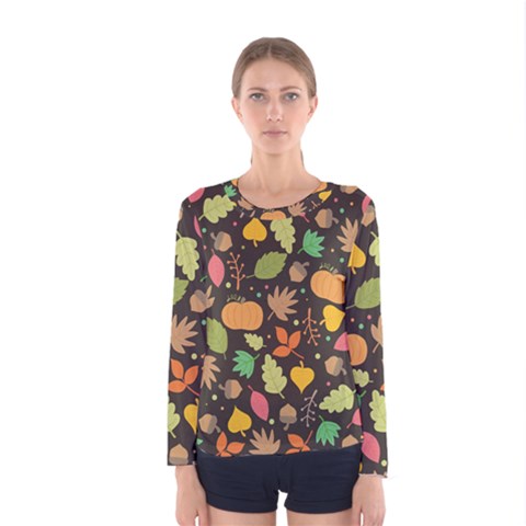 Thanksgiving Pattern Women s Long Sleeve Tee by Valentinaart