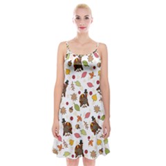 Thanksgiving Turkey Pattern Spaghetti Strap Velvet Dress by Valentinaart