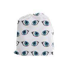 Blue Eyes Pattern Drawstring Pouch (large) by Valentinaart
