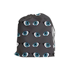 Blue Eyes Pattern Drawstring Pouch (large) by Valentinaart