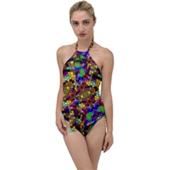Color Mosaic Background Wall Go With The Flow One Piece Swimsuit by Sapixe