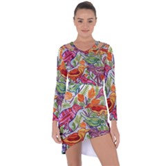 Art Flower Pattern Background Asymmetric Cut-out Shift Dress by Sapixe