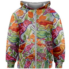 Art Flower Pattern Background Kids Zipper Hoodie Without Drawstring by Sapixe