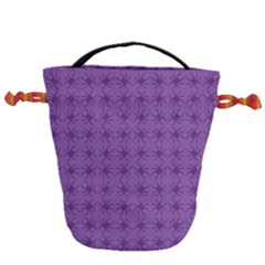 Pattern Spiders Purple And Black Halloween Gothic Modern Drawstring Bucket Bag by genx