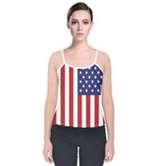 Us Flag Stars And Stripes Maga Velvet Spaghetti Strap Top by snek