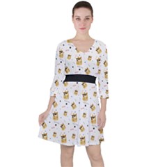 Doge Much Thug Wow Pattern Funny Kekistan Meme Dog White Ruffle Dress by snek