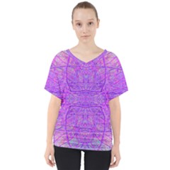 Hot Pink And Purple Abstract Branch Pattern V-neck Dolman Drape Top by myrubiogarden