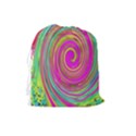 Groovy Abstract Pink, Turquoise And Yellow Swirl Drawstring Pouch (Large) View2