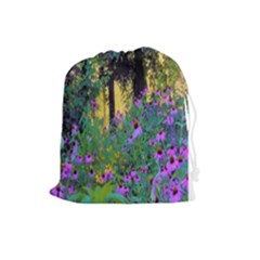Hazy Morning Sunrise In My Rubio Garden Drawstring Pouch (large) by myrubiogarden