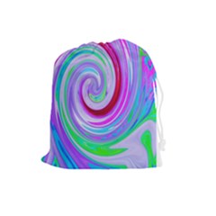 Groovy Abstract Red Swirl On Purple And Pink Drawstring Pouch (large) by myrubiogarden