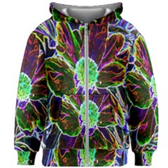 Abstract Garden Peony In Black And Blue Kids Zipper Hoodie Without Drawstring by myrubiogarden