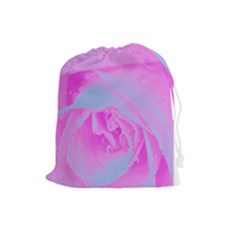 Perfect Hot Pink And Light Blue Rose Detail Drawstring Pouch (large) by myrubiogarden