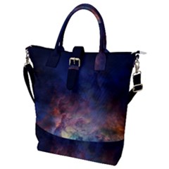 Lagoon Nebula Interstellar Cloud Pastel Pink, Turquoise And Yellow Stars Buckle Top Tote Bag by genx