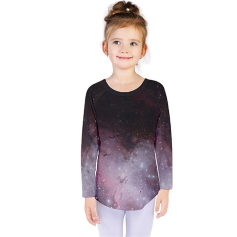 Eagle Nebula Wine Pink And Purple Pastel Stars Astronomy Kids  Long Sleeve Tee by genx