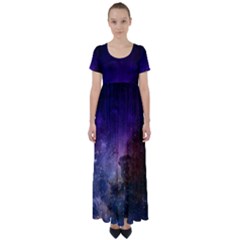 Carina Nebula Ngc 3372 The Grand Nebula Pink Purple And Blue With Shiny Stars Astronomy High Waist Short Sleeve Maxi Dress by genx