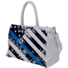 Usa Flag The Thin Blue Line I Back The Blue Usa Flag Grunge On White Background Duffel Travel Bag by snek