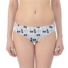 Tape Cassette 80s Retro Genx Pattern Black And White Hipster Bikini Bottoms by genx
