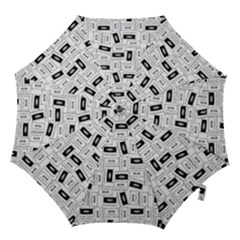 Tape Cassette 80s Retro Genx Pattern Black And White Hook Handle Umbrellas (medium) by genx
