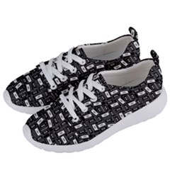 Tape Cassette 80s Retro Genx Pattern Black And White Women s Lightweight Sports Shoes by genx