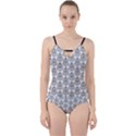 Scarab Pattern Egyptian Mythology Black and White Cut Out Top Tankini Set View1