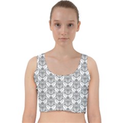 Scarab Pattern Egyptian Mythology Black And White Velvet Racer Back Crop Top by genx