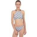 Scarab Pattern Egyptian Mythology Black and White Racer Front Bikini Set View1