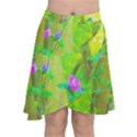 Hot Pink Abstract Rose Of Sharon On Bright Yellow Chiffon Wrap Front Skirt View1