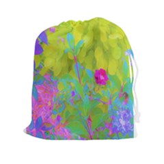 Red Rose With Stunning Golden Yellow Garden Foliage Drawstring Pouch (xxl) by myrubiogarden