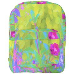 Red Rose With Stunning Golden Yellow Garden Foliage Full Print Backpack by myrubiogarden