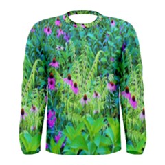 Purple Coneflower Garden With Tiger Eye Tree Men s Long Sleeve Tee by myrubiogarden