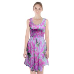 Hot Pink And White Peppermint Twist Garden Phlox Racerback Midi Dress by myrubiogarden
