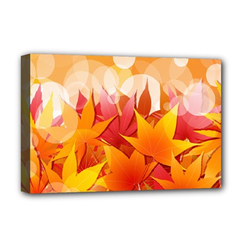 Autumn Background Maple Leaves Bokeh Deluxe Canvas 18  X 12  (stretched) by Wegoenart