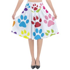 Paw Print Paw Prints Background Flared Midi Skirt by Wegoenart