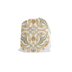 Arabesque Ornament Islamic Art Stencil Drawing Drawstring Pouch (small) by Wegoenart